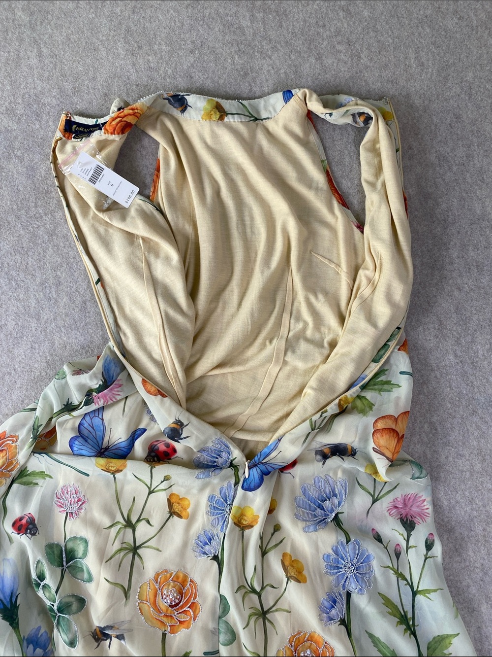 Anthropologie Pankaj & Nidhi Butterfly Garden Beaded Midi Dress NWT 6 - Picture 10 of 15